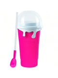 Slushy Maker Cup, DIY Magic Slushy Maker Squeeze Cup, Portable Smoothie Squeeze Cup For Juices, Milk And Ice Cream Make, Double Layers Silica Cup With Lid & Straw For Kids,Summer Beach Party Smoothie Squeeze Cup