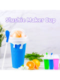 Slushy Maker Cup, DIY Magic Slushy Maker Squeeze Cup, Portable Smoothie Squeeze Cup For Juices, Milk And Ice Cream Make, Double Layers Silica Cup With Lid & Straw For Kids,Summer Beach Party Smoothie Squeeze Cup