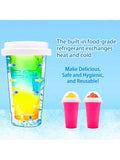 Slushy Maker Cup, DIY Magic Slushy Maker Squeeze Cup, Portable Smoothie Squeeze Cup For Juices, Milk And Ice Cream Make, Double Layers Silica Cup With Lid & Straw For Kids,Summer Beach Party Smoothie Squeeze Cup