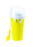 Slushy Maker Cup, DIY Magic Slushy Maker Squeeze Cup, Portable Smoothie Squeeze Cup For Juices, Milk And Ice Cream Make, Double Layers Silica Cup With Lid & Straw For Kids,Summer Beach Party Smoothie Squeeze Cup