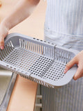 Adjustable Drain Basket, Modern Grey Plastic Fruit And Vegetable Drain Basket For Kitchen,Dish Drying Rack Black, Adjustable Stainless Steel Drainer Basket Drain Tray for Dish Vegetable Fruit