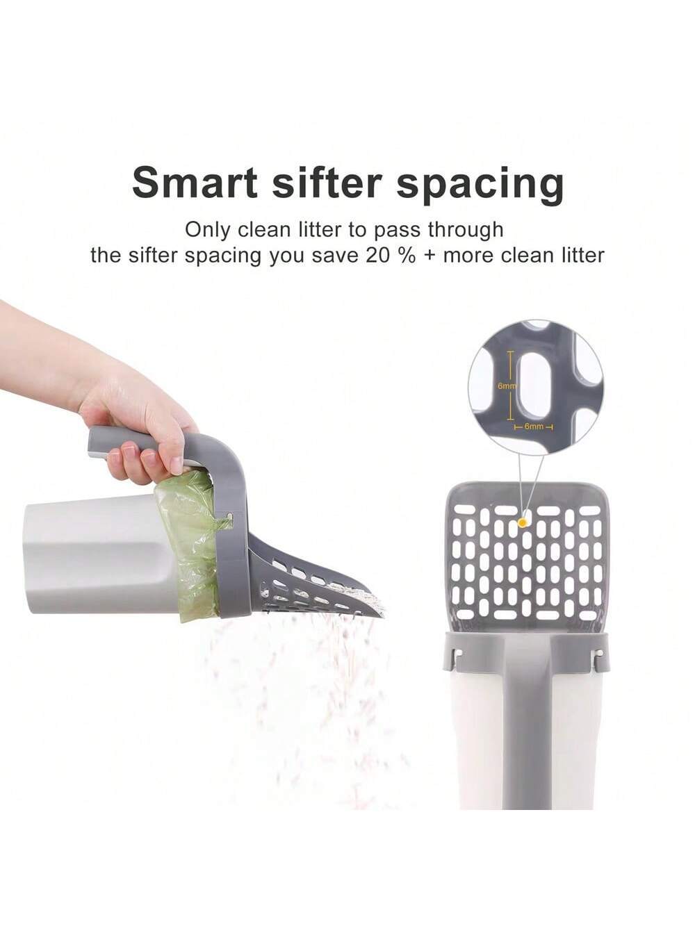 Cat Litter Scoop,Cat Litter Scooper,Pet Litter Scoop, All-In-One Design, Pet Cleaning Tool , All In One Cat Litter Scoop,All-In-One Detachable Plastic Cat Litter Scoop With Fragrant Waste Bag, Portable
