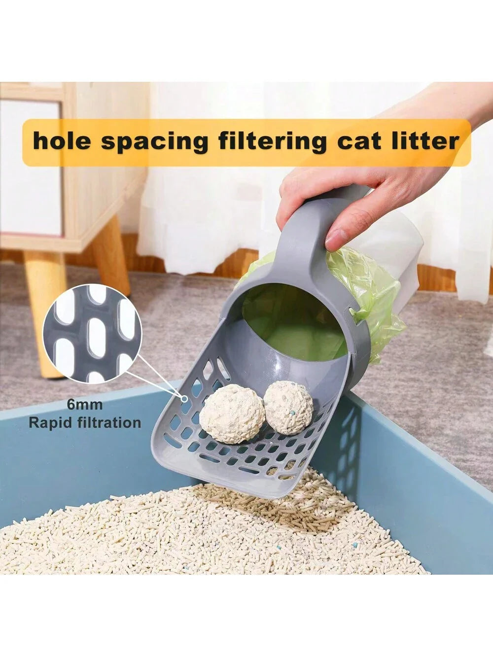 Cat Litter Scoop,Cat Litter Scooper,Pet Litter Scoop, All-In-One Design, Pet Cleaning Tool , All In One Cat Litter Scoop,All-In-One Detachable Plastic Cat Litter Scoop With Fragrant Waste Bag, Portable