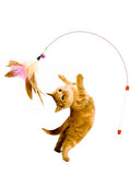 Feather Decor Cat Teaser Stick ,Cat Feather Toys, Interactive Cat Toys Kitten Toys, Elasticity Cat Wand Toy and Feathers Refills, Cat Toys for Indoor Cats Kitten Play Chase
