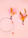 Feather Decor Cat Teaser Stick ,Cat Feather Toys, Interactive Cat Toys Kitten Toys, Elasticity Cat Wand Toy and Feathers Refills, Cat Toys for Indoor Cats Kitten Play Chase