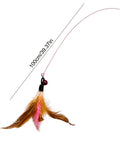 Feather Decor Cat Teaser Stick ,Cat Feather Toys, Interactive Cat Toys Kitten Toys, Elasticity Cat Wand Toy and Feathers Refills, Cat Toys for Indoor Cats Kitten Play Chase