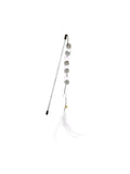 Cat Feather Toys, Interactive Cat Toys Kitten Toys,Gray-white Fur Ball Cat Teaser Wand With Bell, Cute Princess Cat Toy For Interactive Play