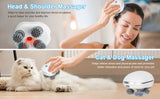 Handheld Pet Massager for Dogs and Cats , Electric Cat Massager Dog Massager with 4 Massage Heads , Dog Cat Head and Back Scratcher for Relieving Tight Muscles, Stress and Stiffness